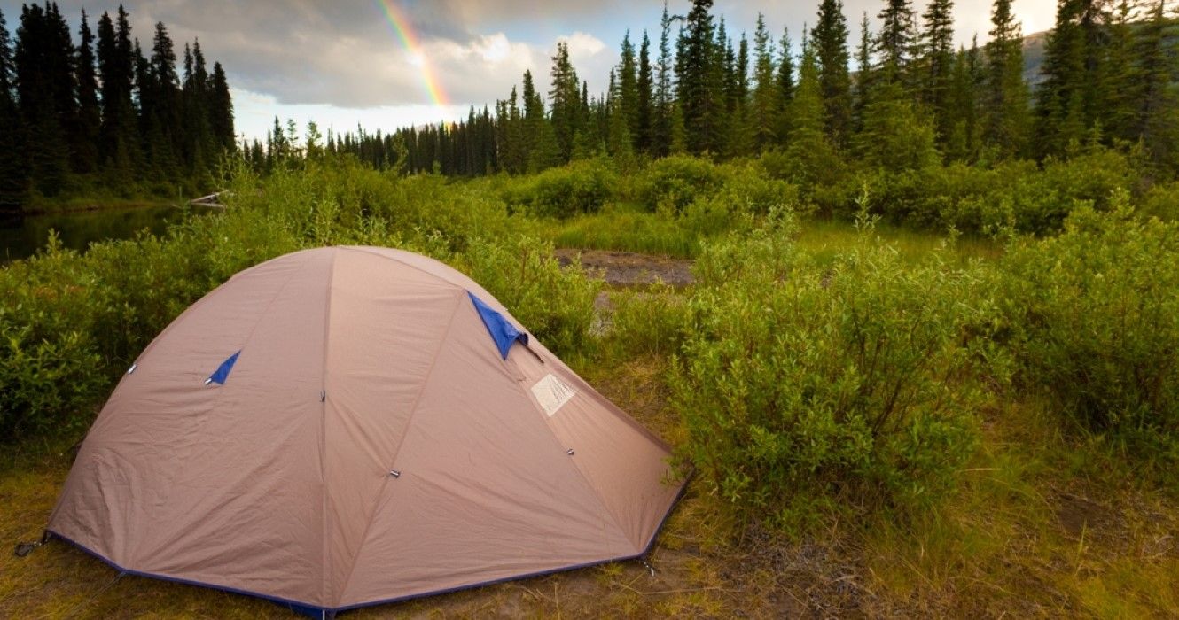 Tent on Big Salmon River, Yukon T., Canada