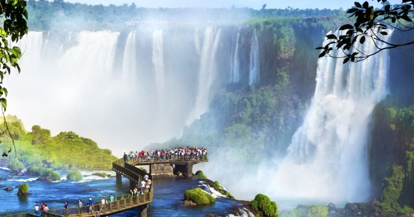 Tourists at Iguazu Falls