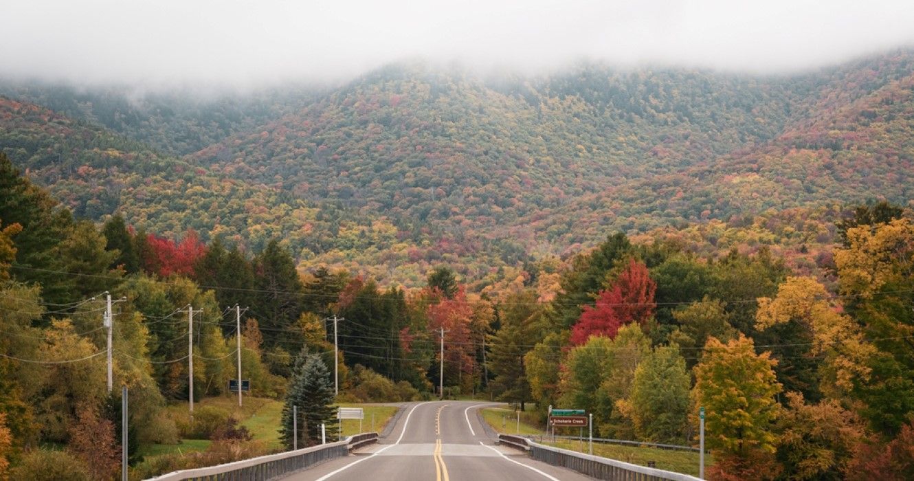 Catskills Mountains, New York with fall foliage