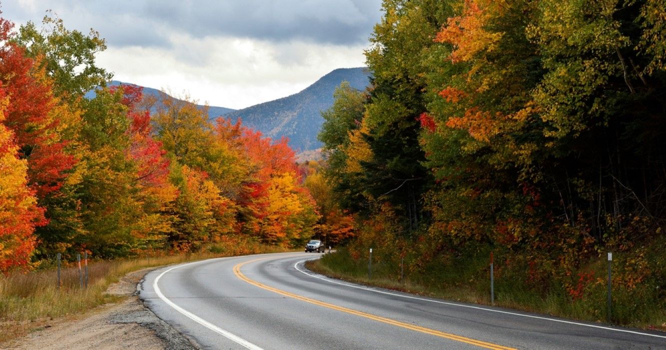 Fall foliage along Kancamagus Highway at White Mountain, New Hampshire