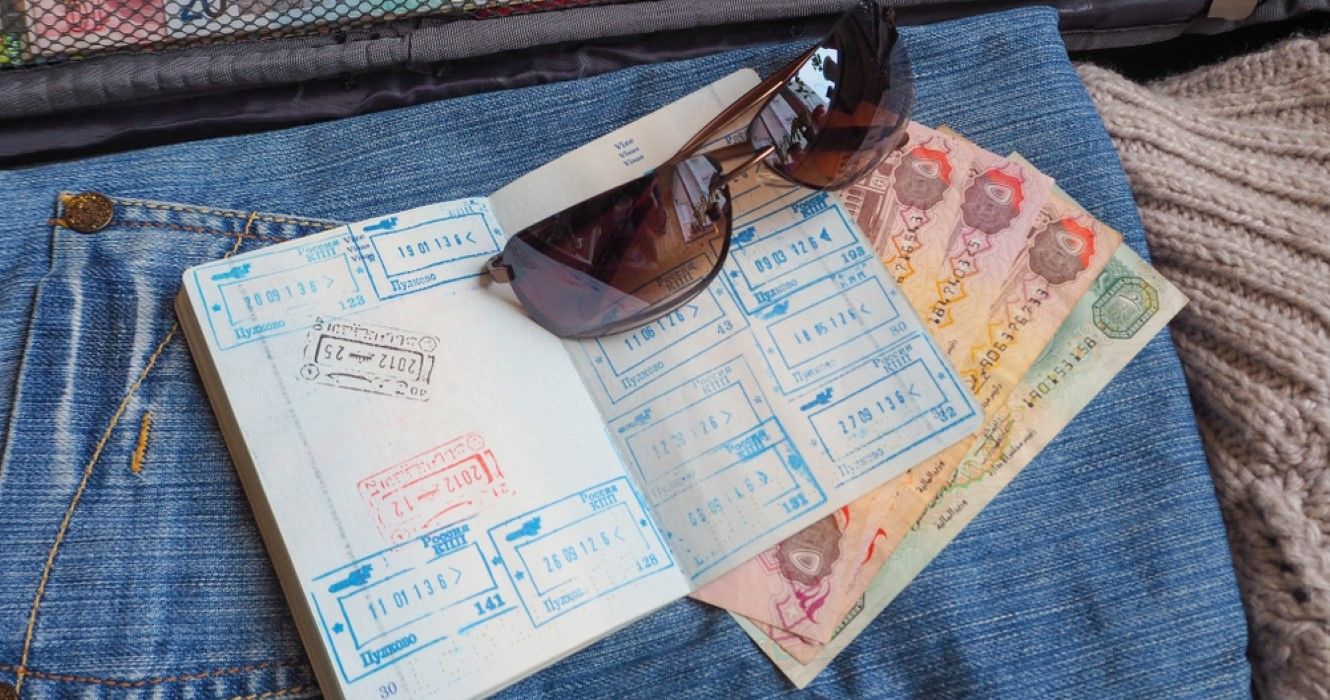 Passport with visas and money