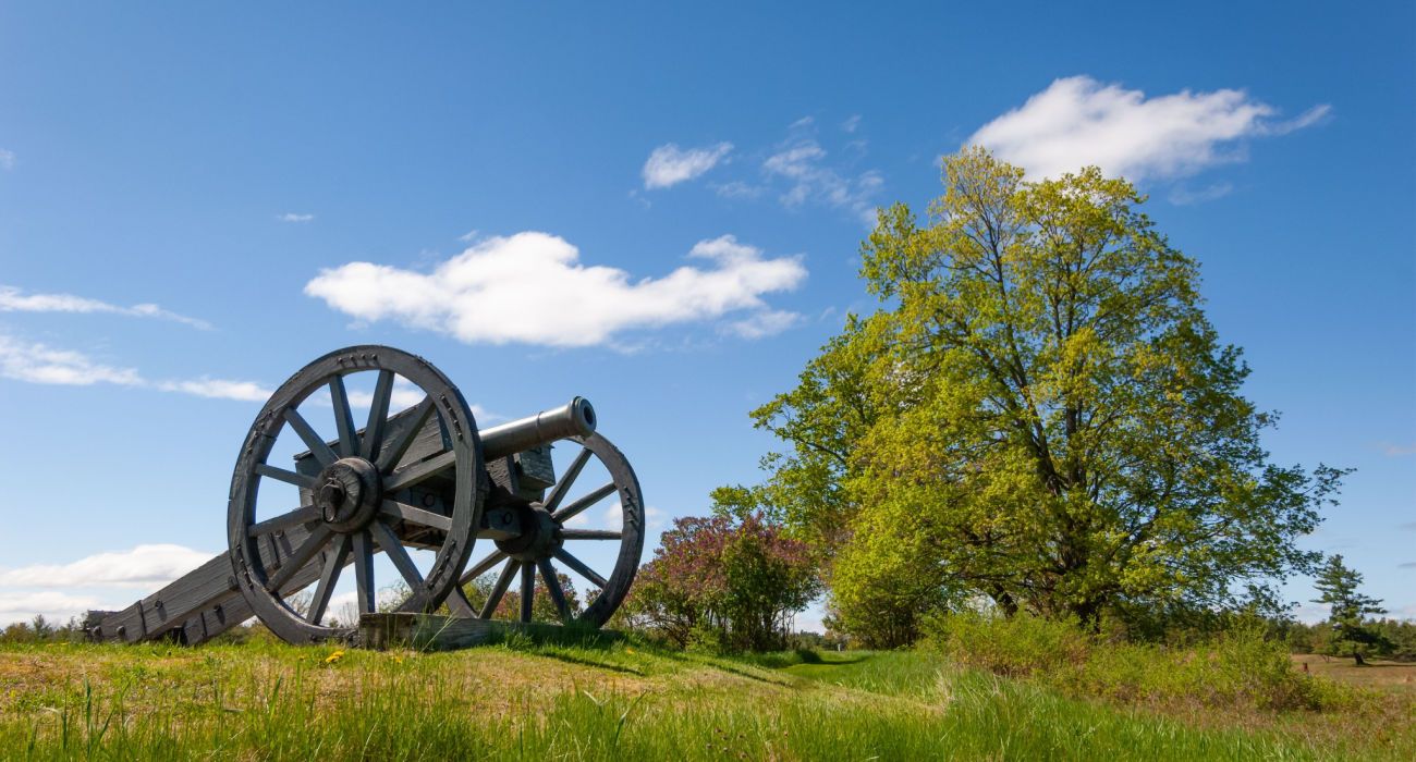 Revolutionary cannon on the Saratoga Battlefield at the Saratoga National Historical park