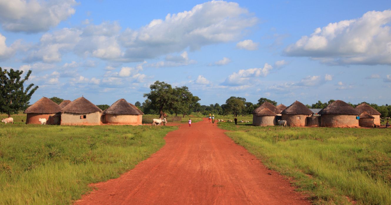 Road and village in Burkina Faso