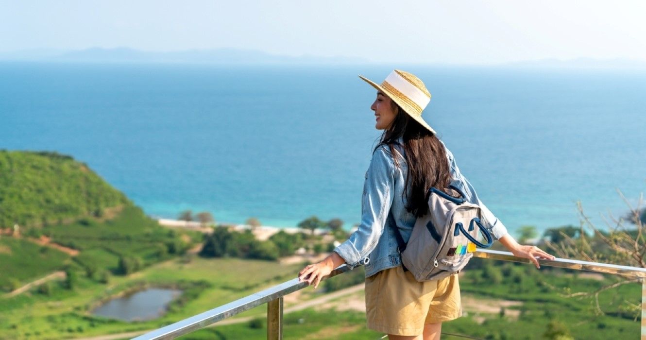 Solo female traveler in nature