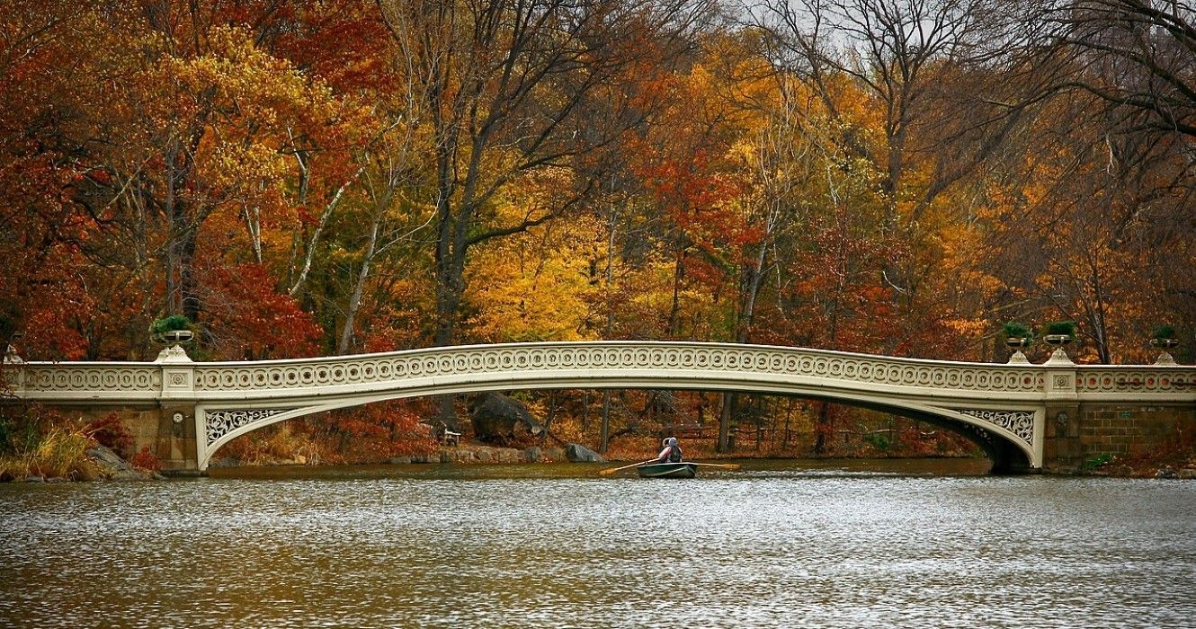 Bow Bridge in Central Park, New York City on Thanksgiving