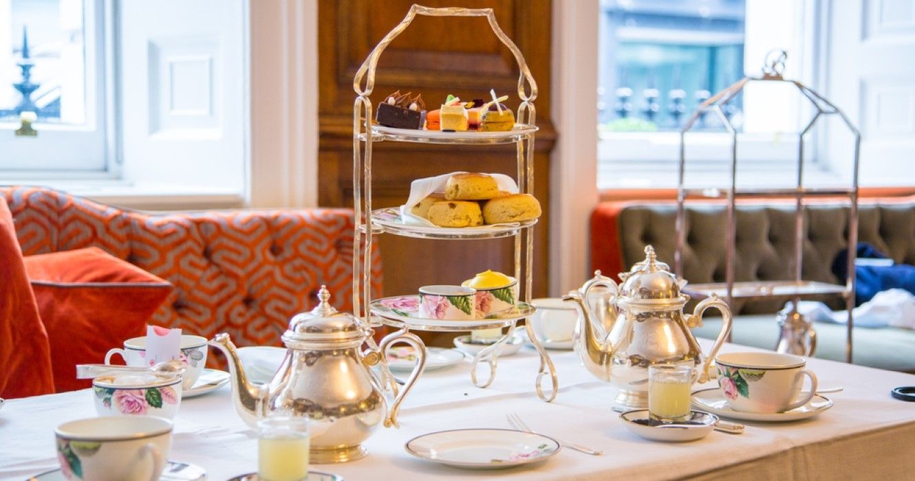 Classical afternoon tea and biscuits in London