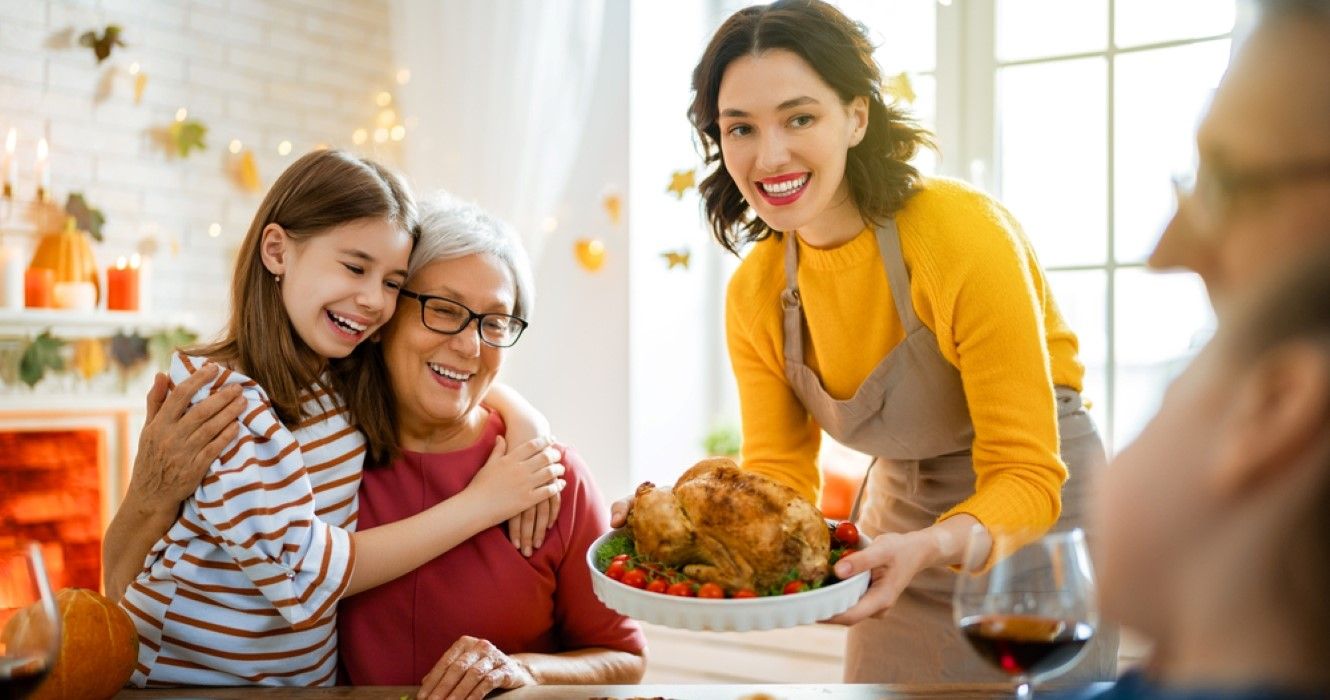 Family celebrating thanksgiving