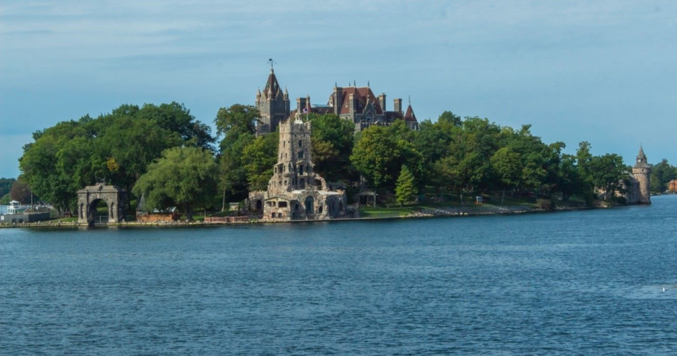 Heart Castle, Alexandria Bay, New York,  United States, with Boldt Castle in sight