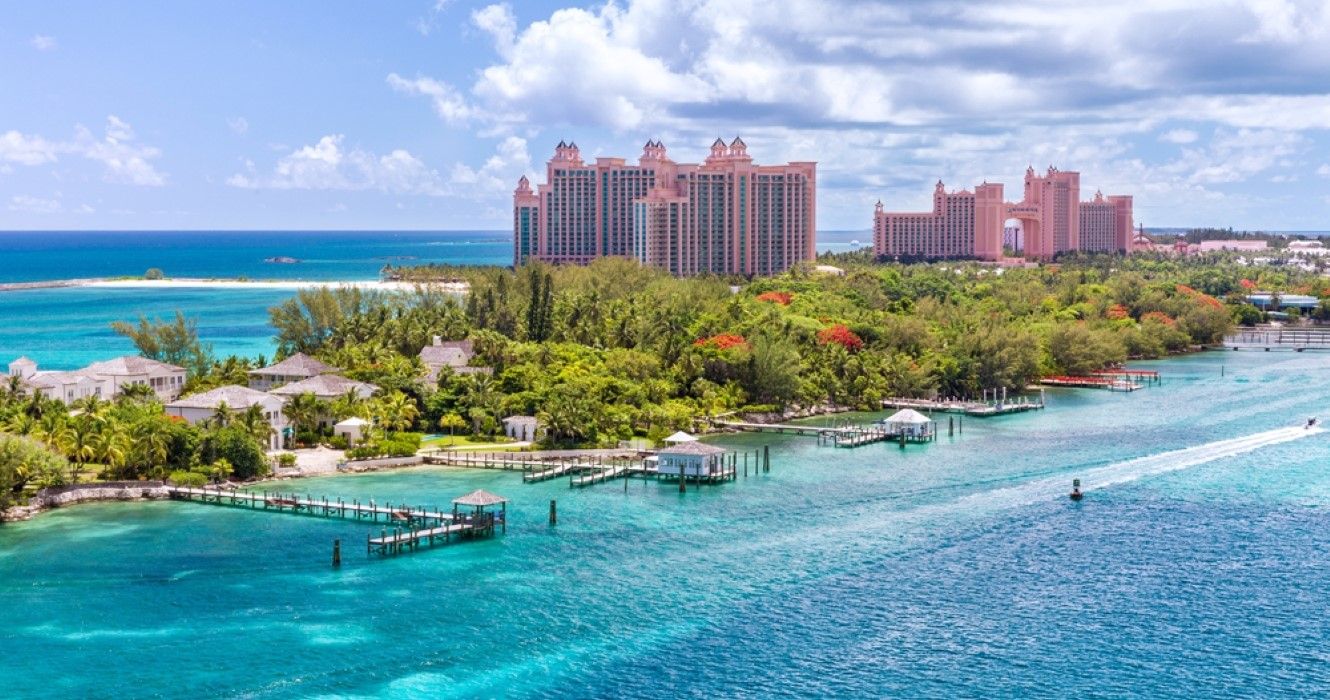 Paradise island with the Atlantis Resort at the background, Nassau, Bahamas