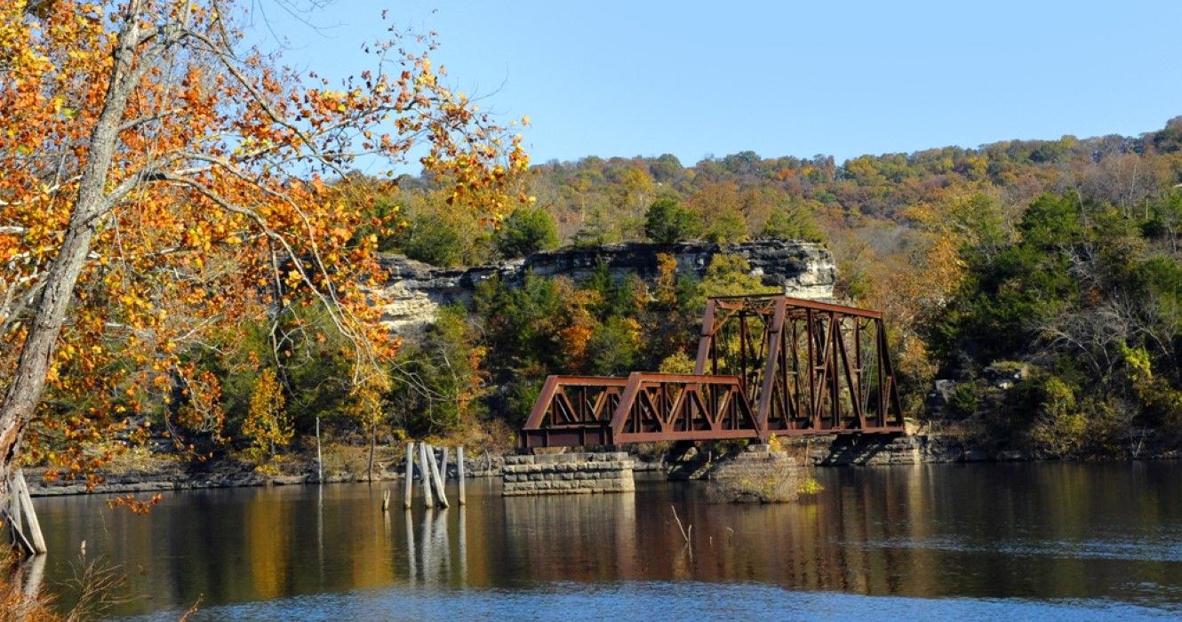 Remains of the Eureka Springs and North Arkansas Railway bridge, United States 