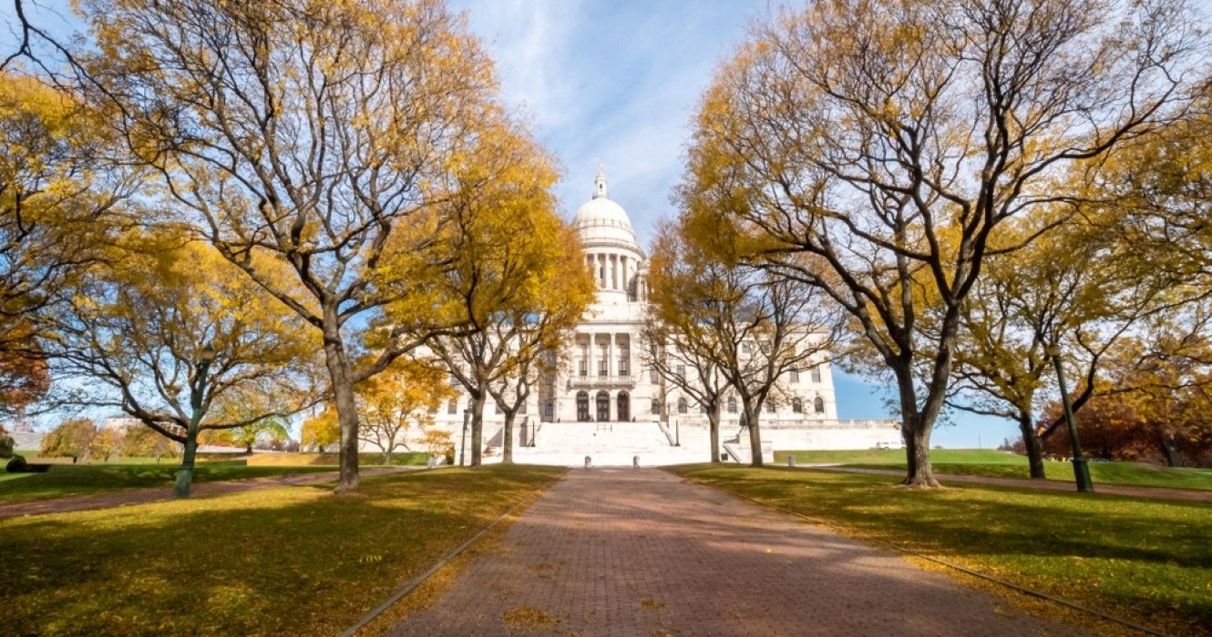 Rhode Island State House in the fall