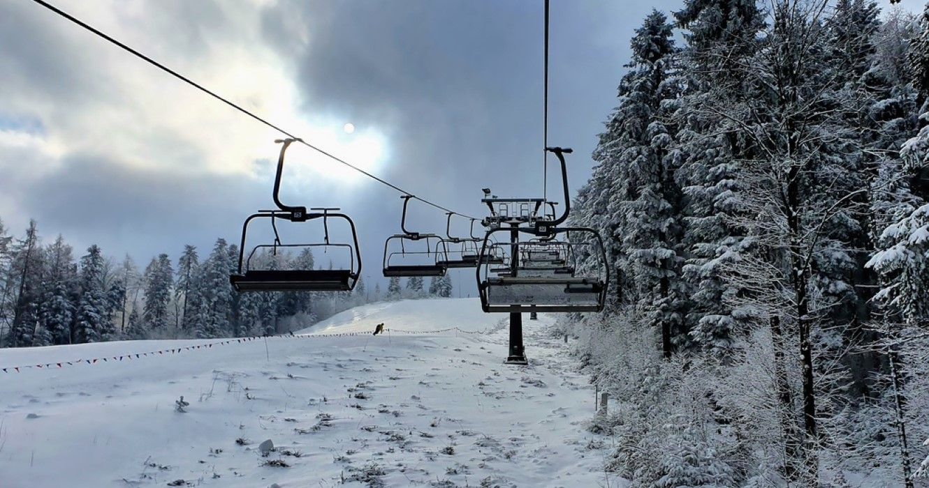 Ski lifts in the winter