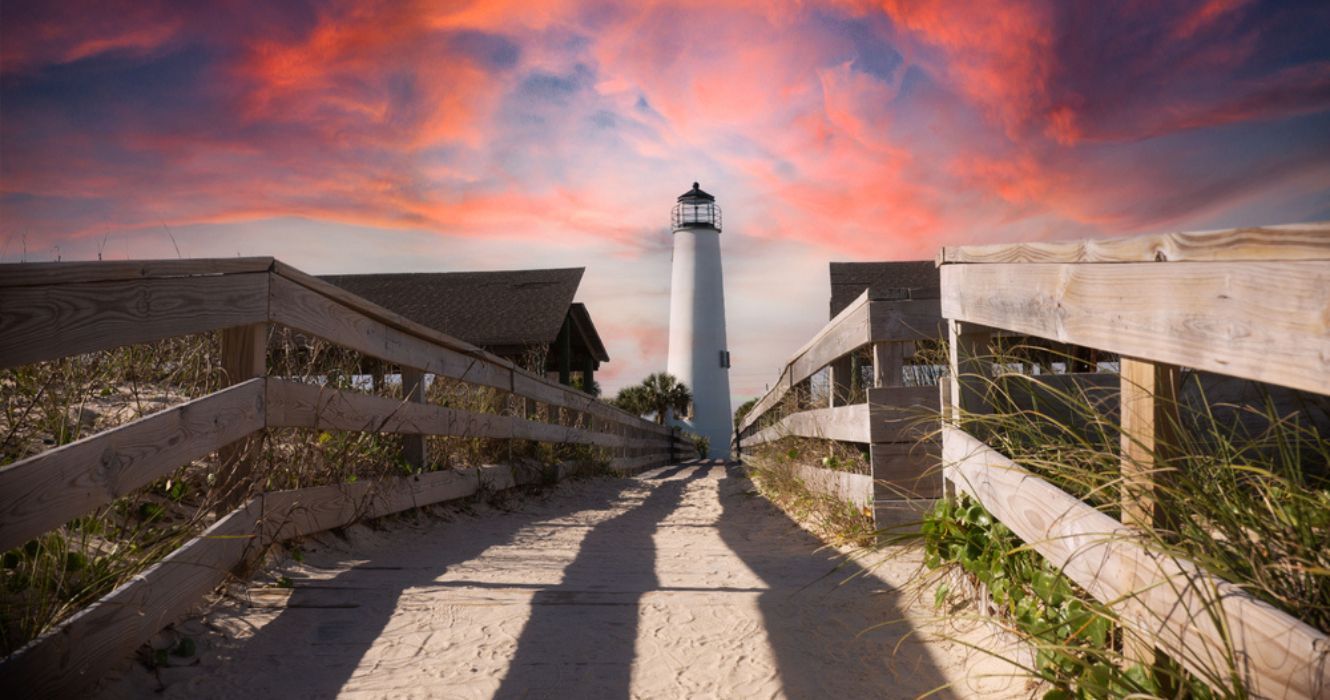St George Island Lighthouse at Sunset