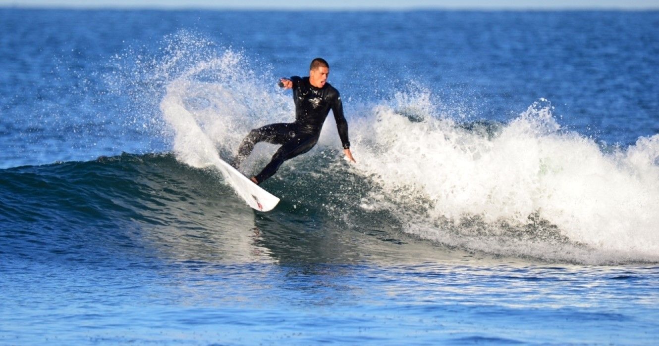 Surfing the Oakley Lowers Pro in San Clemente, California