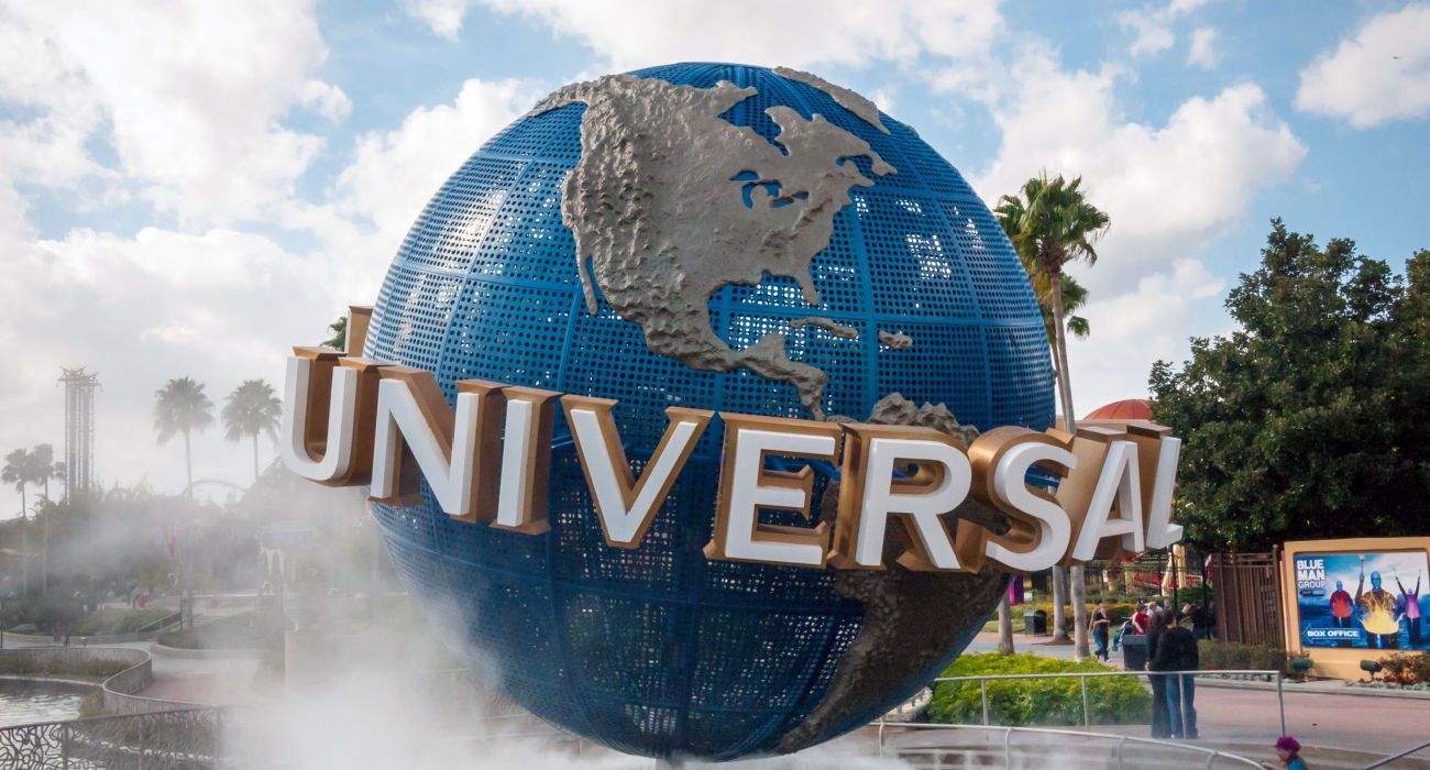 The large rotating Universal logo globe