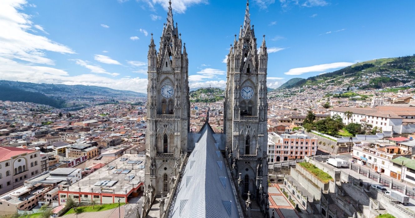 Towers of the Basilica in Quito, Ecuador