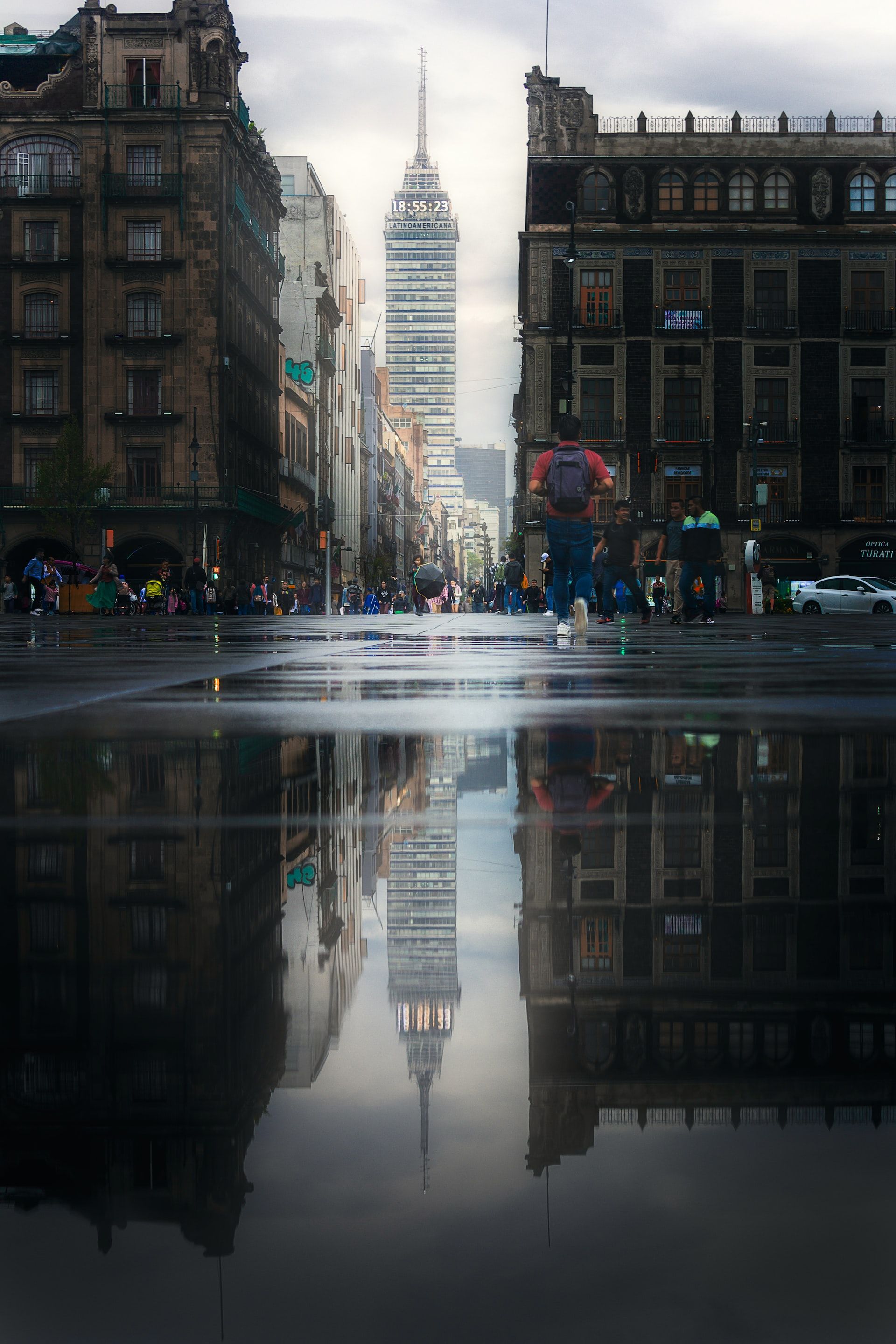 A view of Mexico City after rain with fog