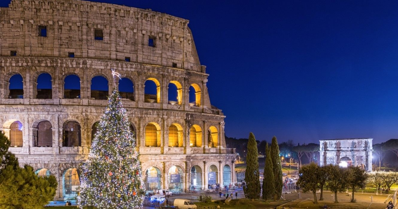 Colosseum in Rome, Italy at Christmas