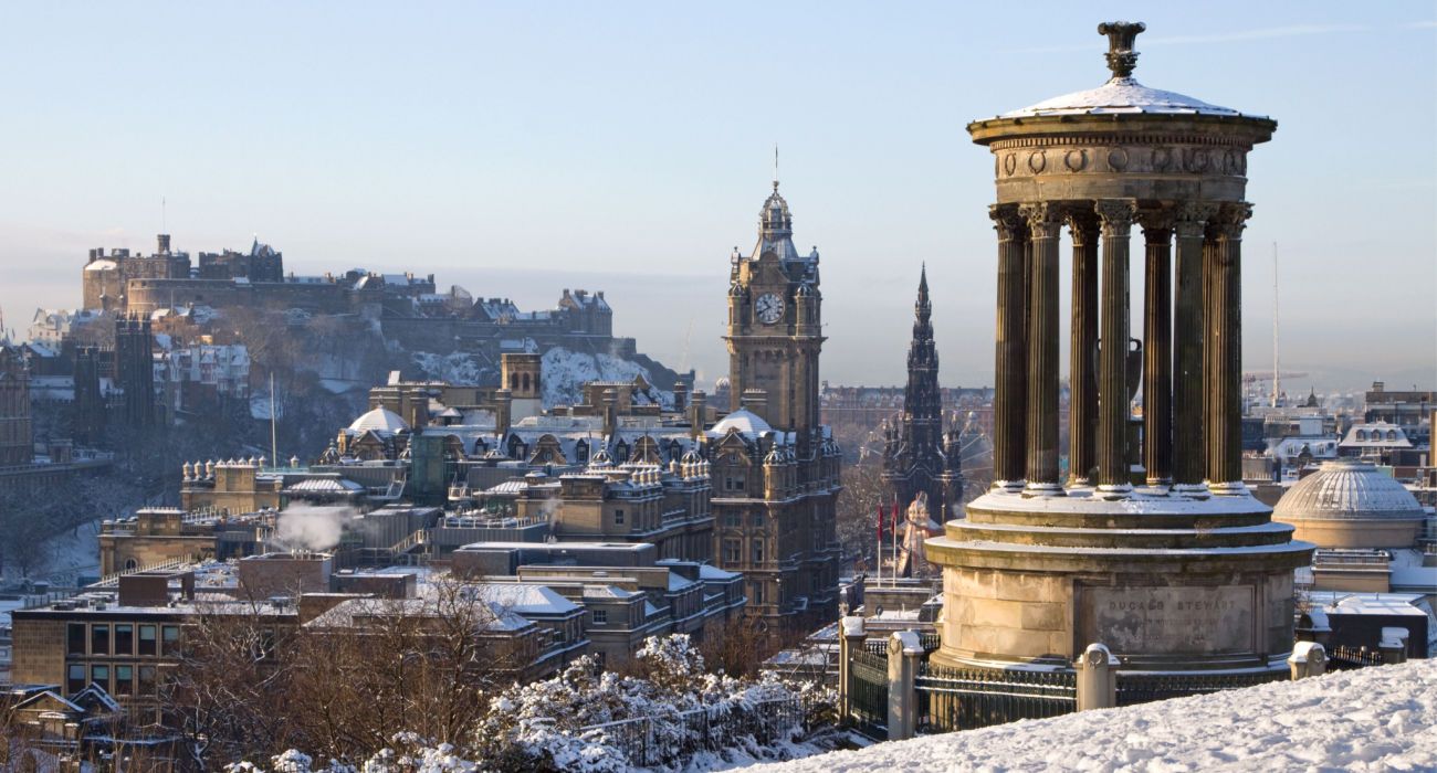 Edinburgh City and Castle, Scotland in winter