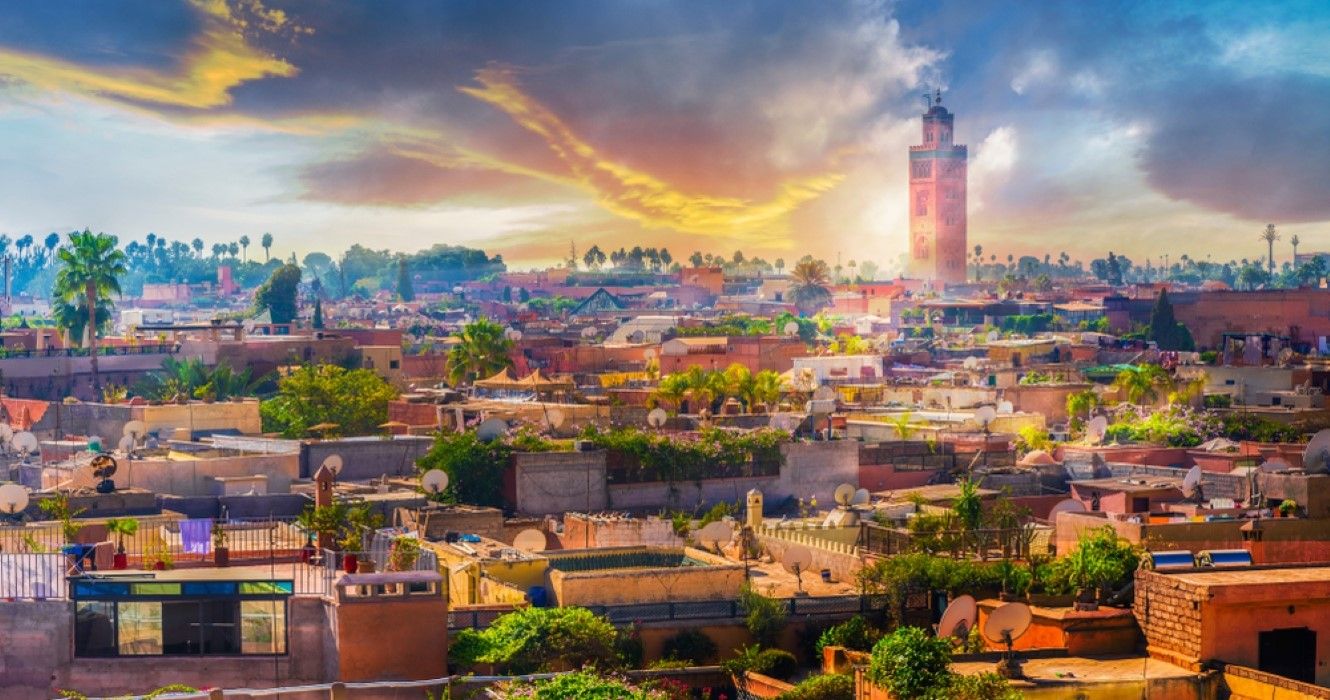 Vues panoramiques de la médina de Marrakech, Maroc