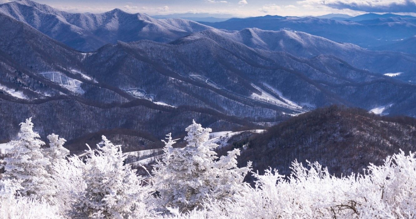 Snow-covered Blue Ridge Mountains