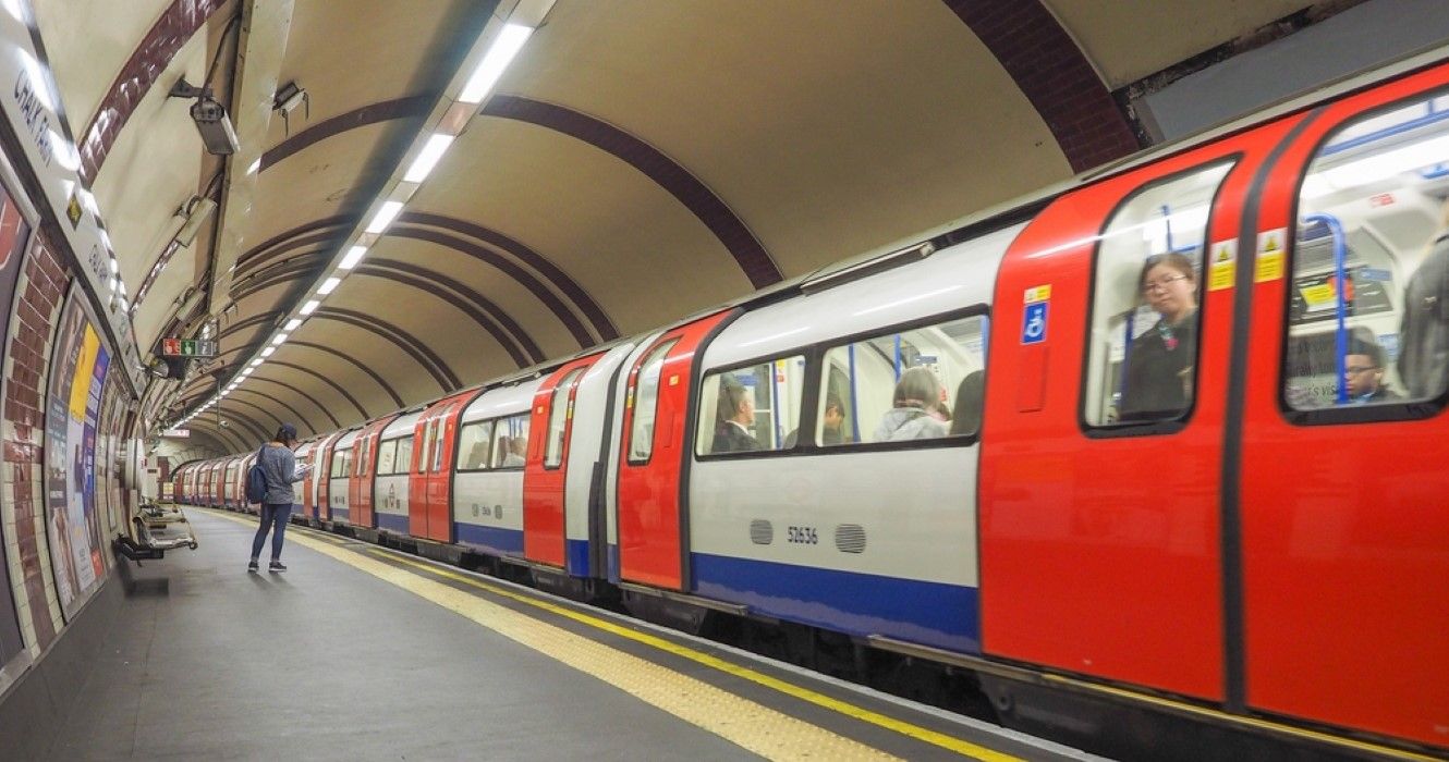 Tube train in London