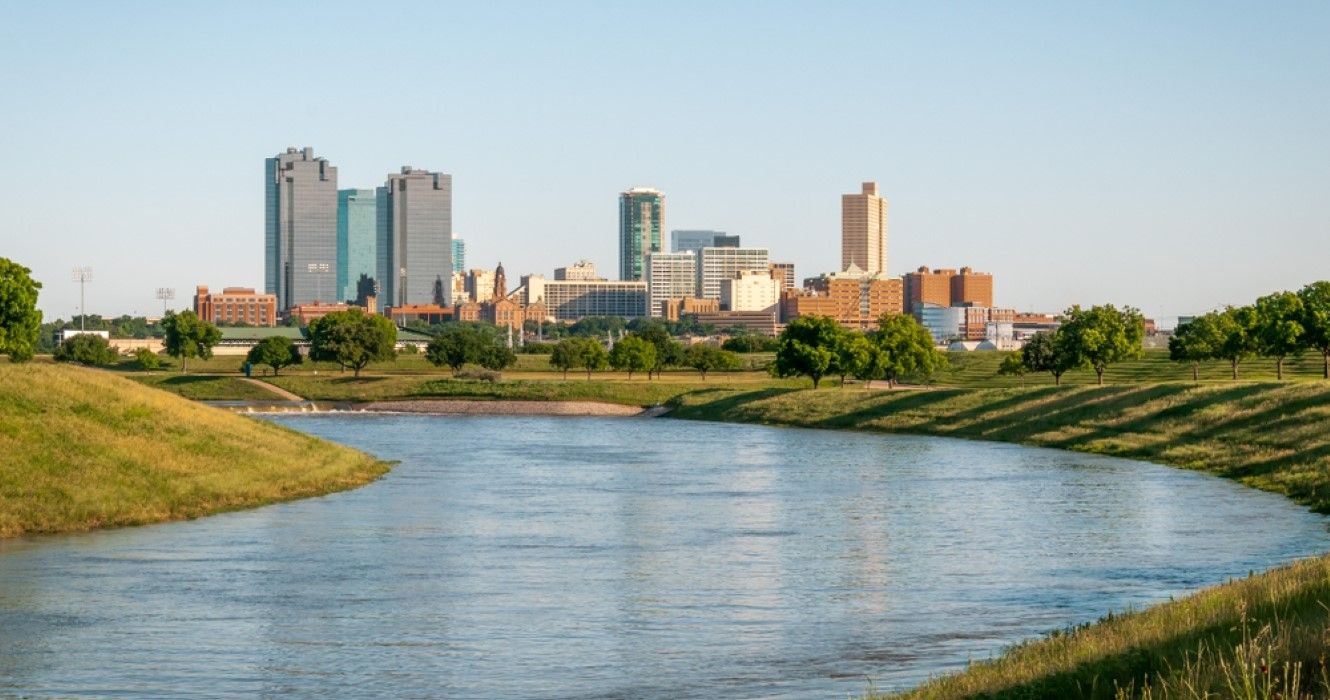 Fort Worth skyline and the Trinity River, Texas