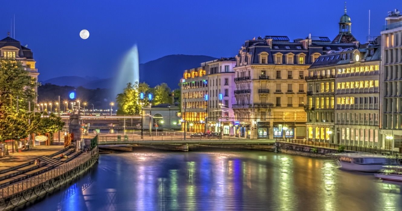 Geneva, Switzerland at night