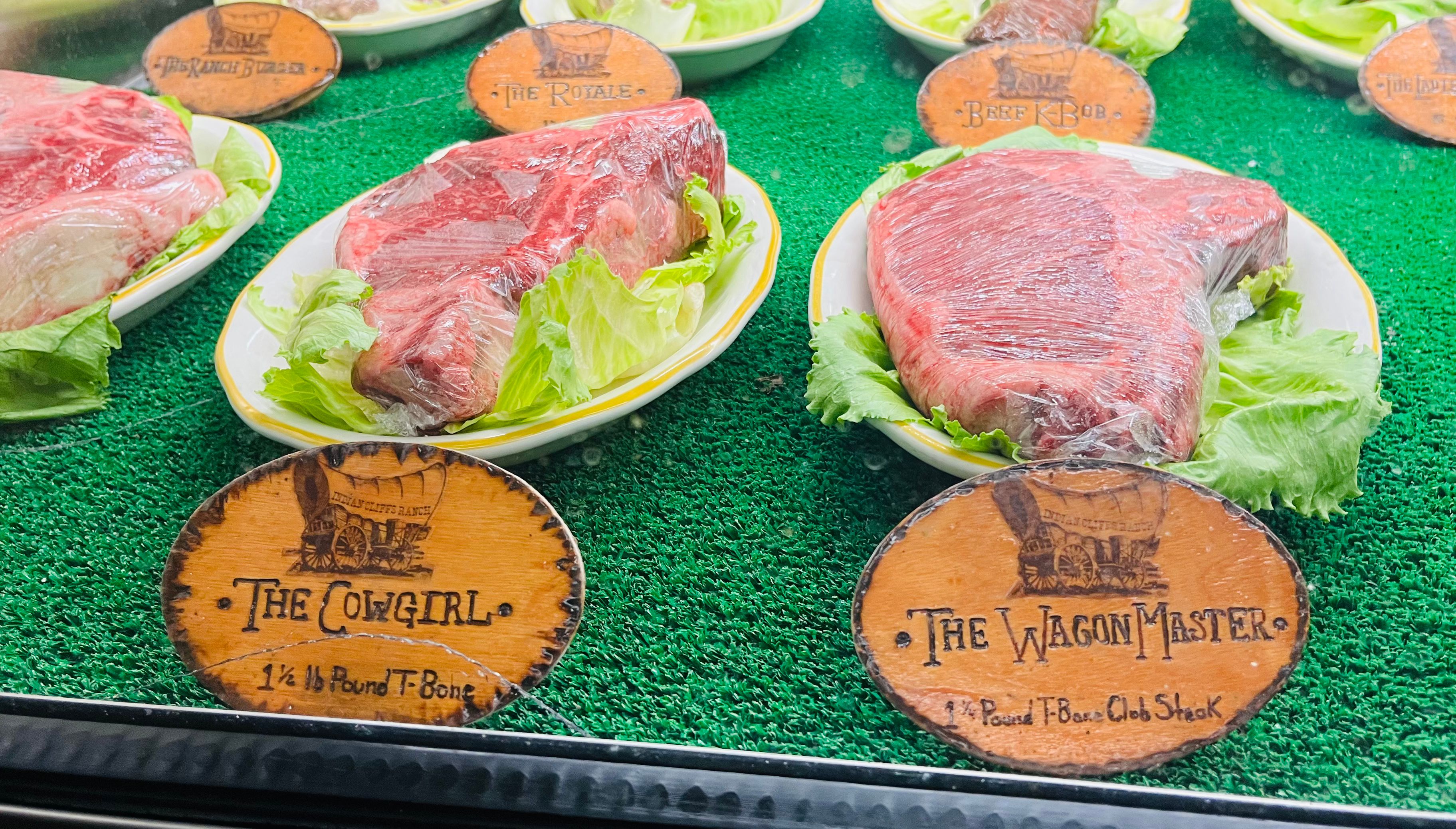 Steaks on display 