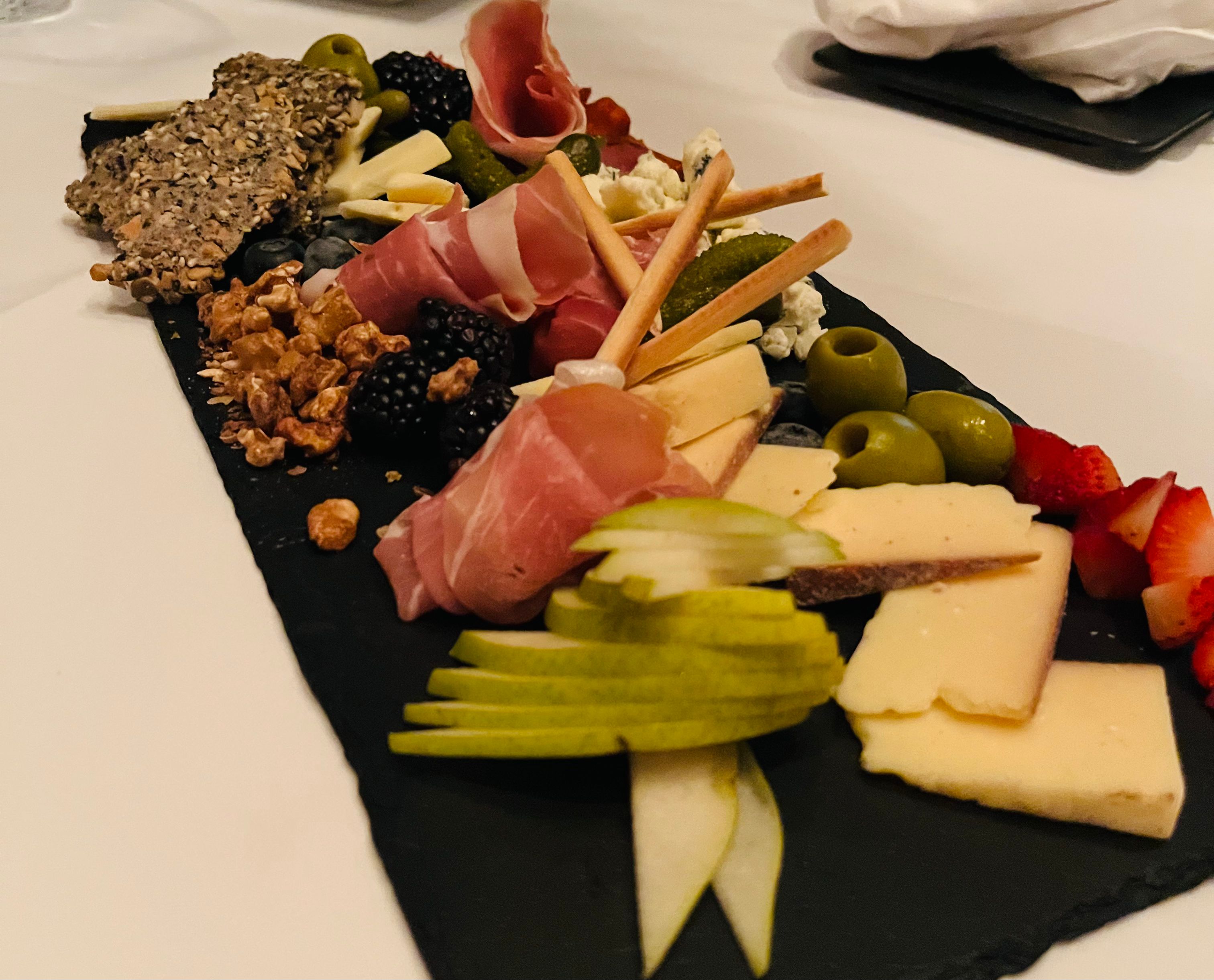 Assortment of cheeses and fruits 