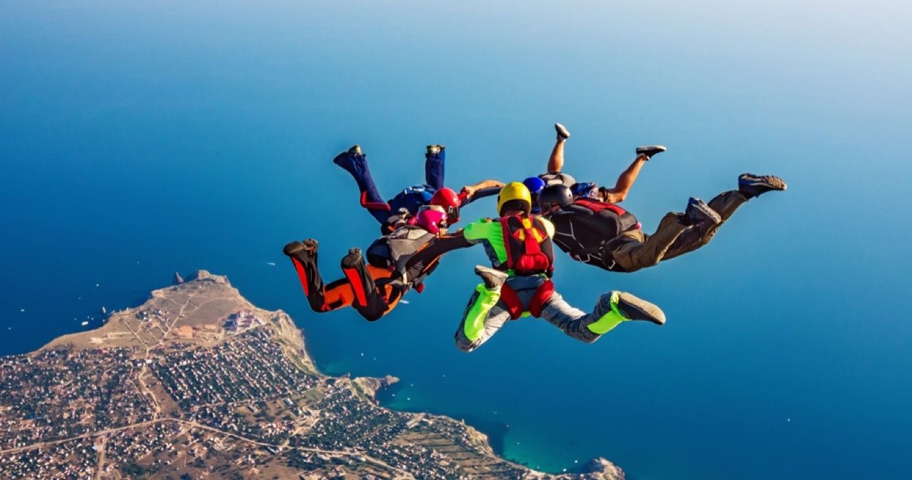 Skydiving over the sea