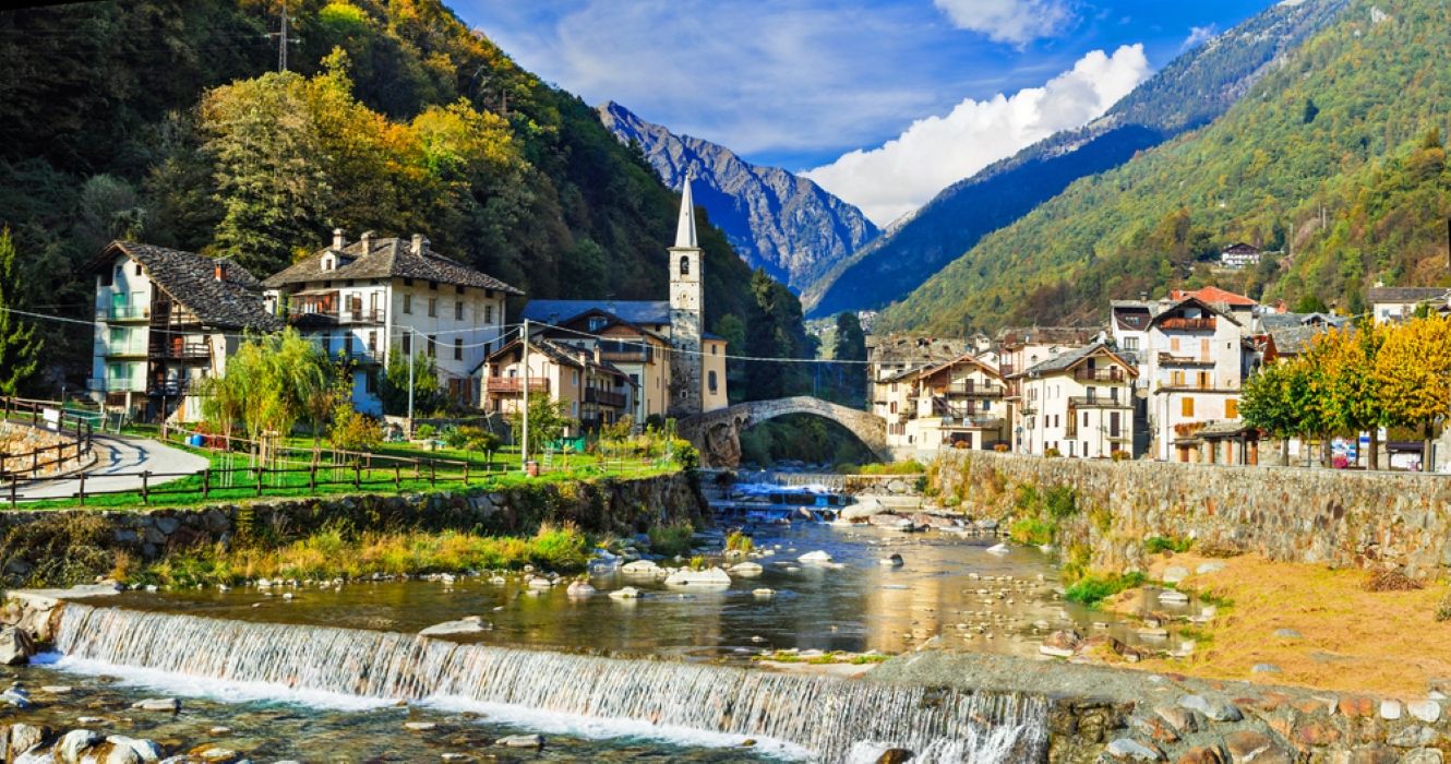 Alpine village Lillianes in Valle d'Aosta, North Italy