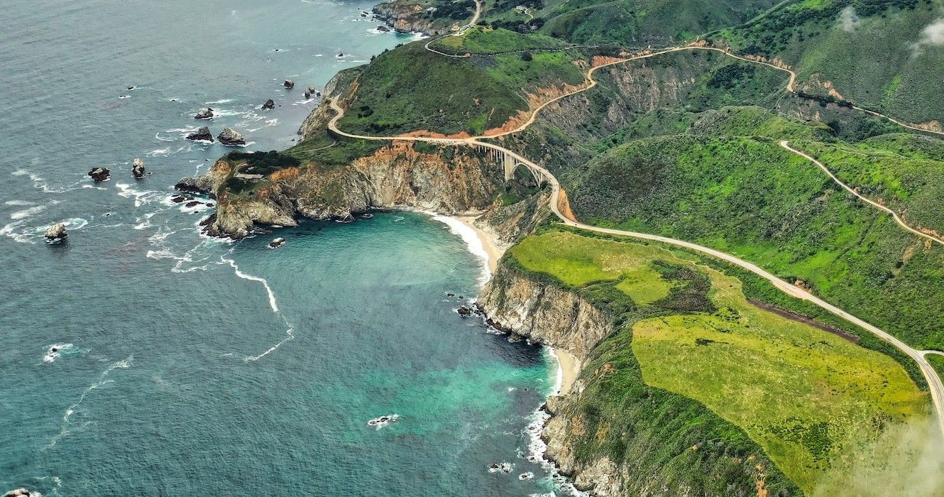 An aerial view of Carmel-by-the-Sea, California, USA