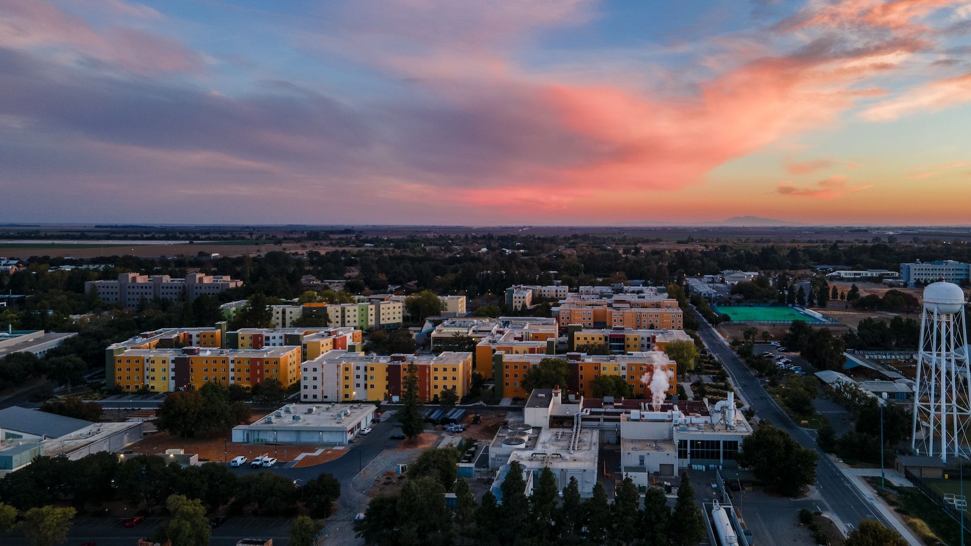 Davis California at sunset