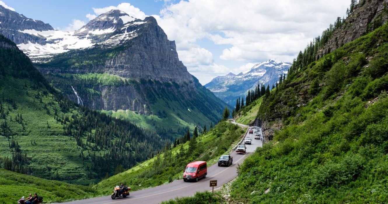 Driving the Going-to-the-Sun road in Glacier National Park