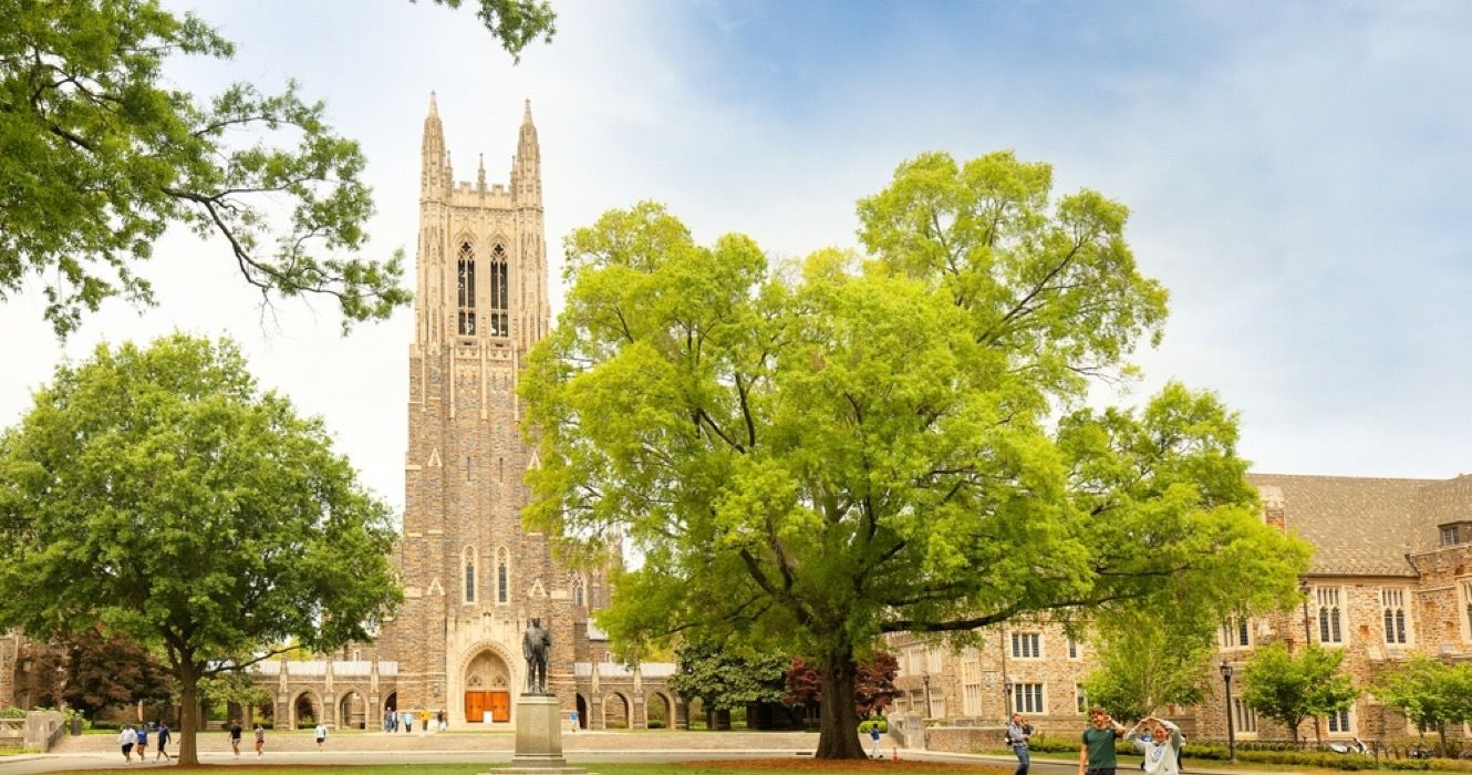 Duke University Chapel and Benjamin Duke Statue in Durham, North Carolina