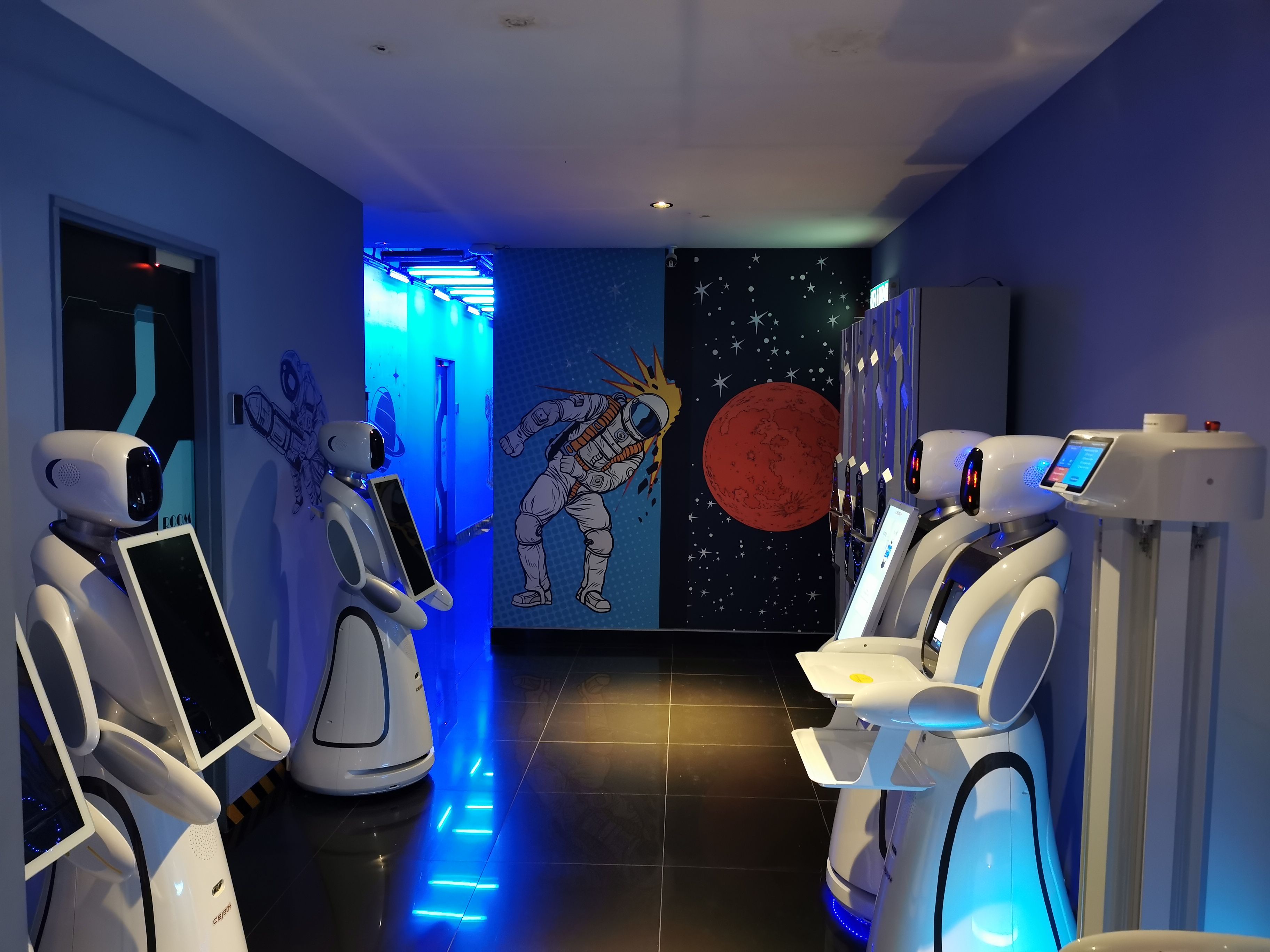 Futuristic Robots At Space Hotel