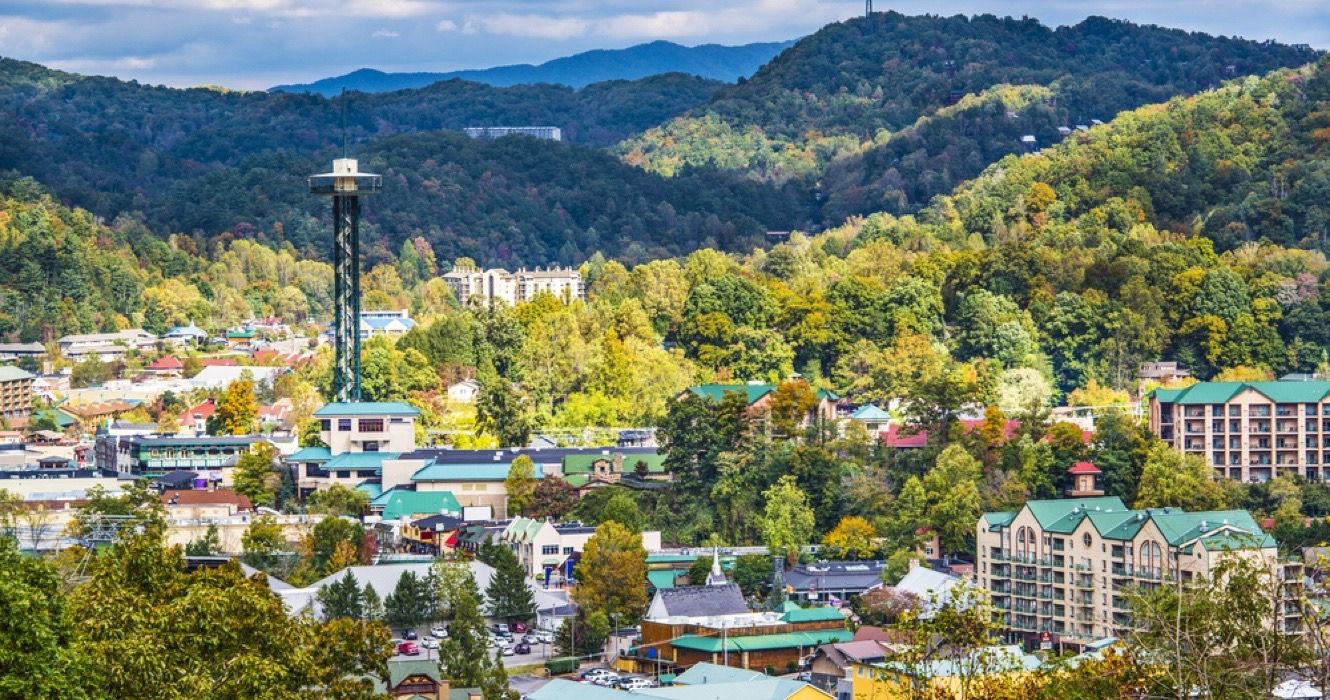 Gatlinburg Space Needle and other buildings in Gatlinburg, Tennessee