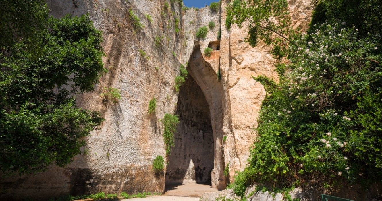 Orecchio di Dionyso (Cave of the Ear of Dionysius near the Greek Theater of Syracuse in Sicily, Italy)