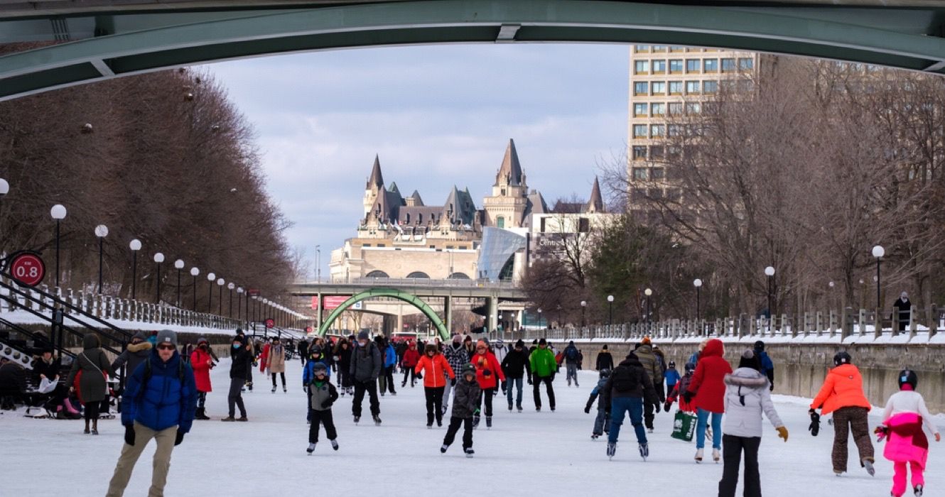 Rideau Canal Skateway in downtown Ottawa, Canada