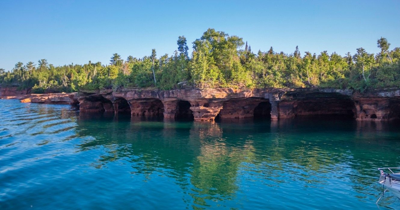 Sea Caves on Devil's Island in the Apostle Islands National Lakeshore, Lake Superior