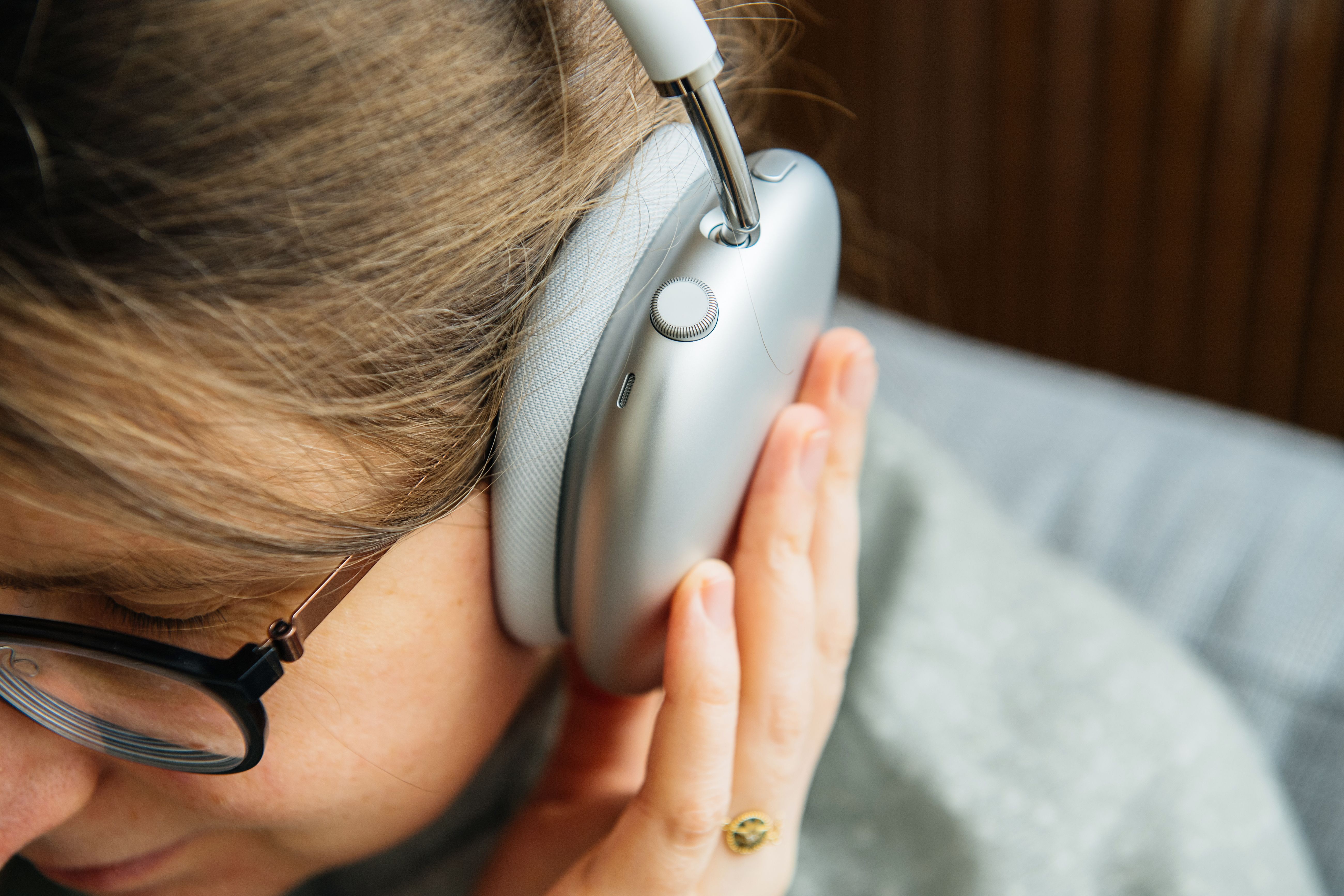 noise canceling headphones on woman