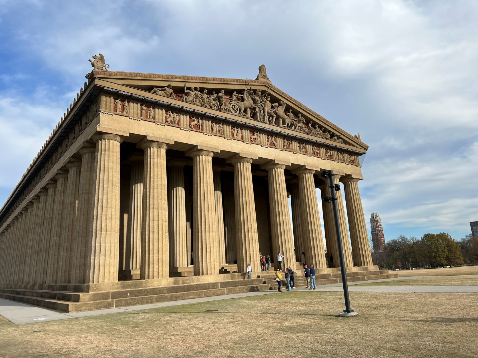 The impressive replica of the Parthenon lies in Centennial Park in Nashville, Tennessee.
