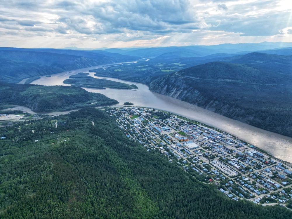 Aerial view of Dawson City Yukon Canada