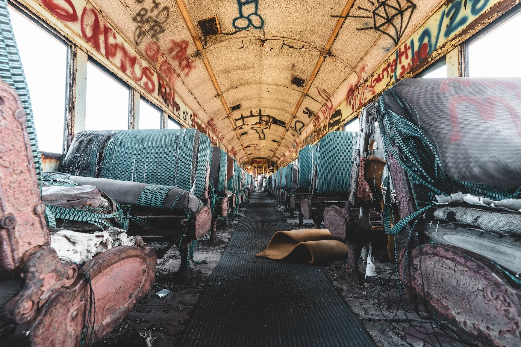 Inside an abandoned train
