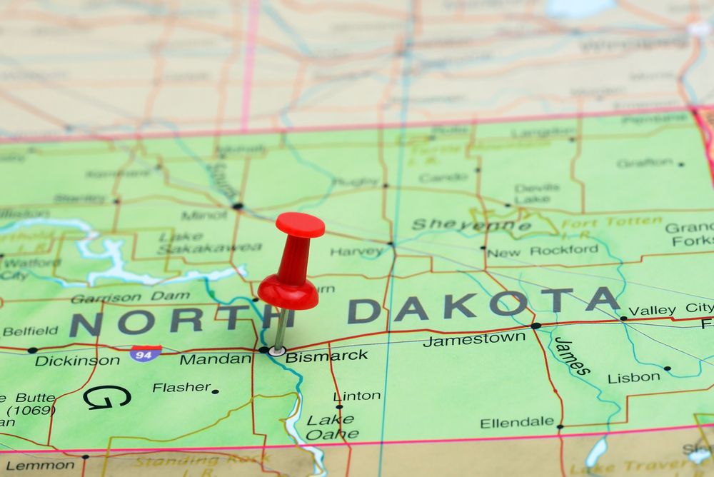 Bismarck pinned on North Dakota map