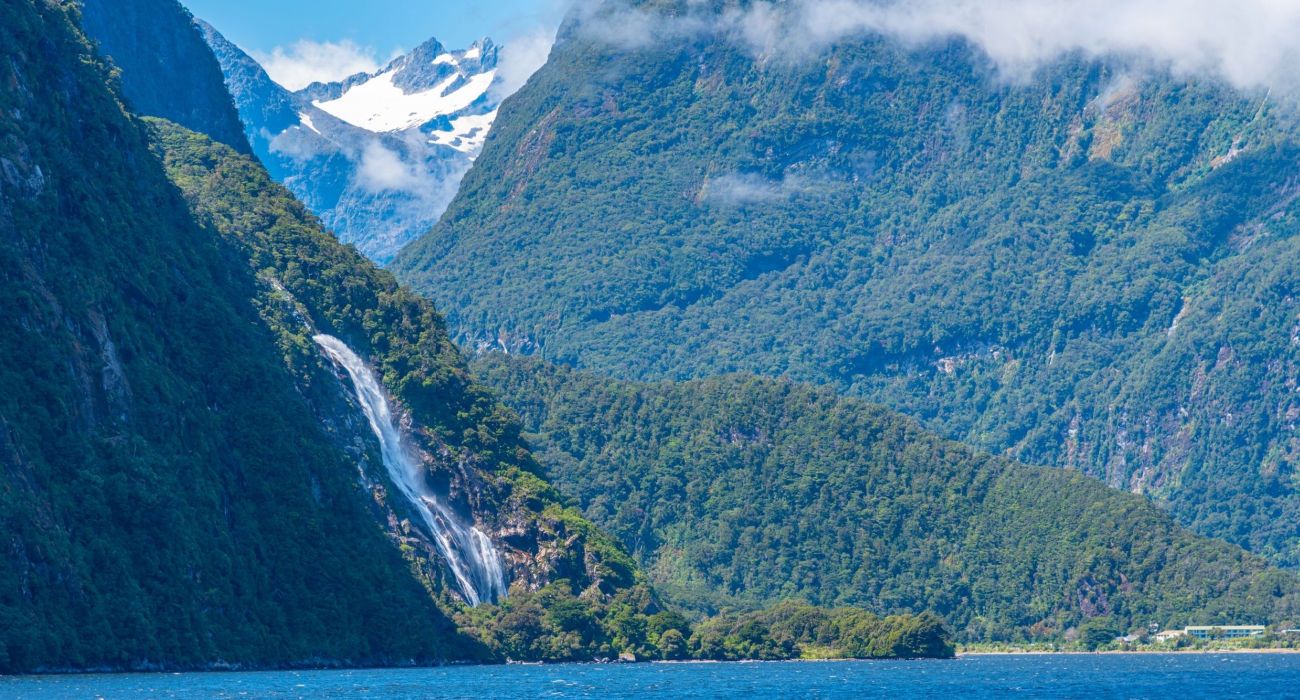 Bowen falls at Milford Sound in New Zealand