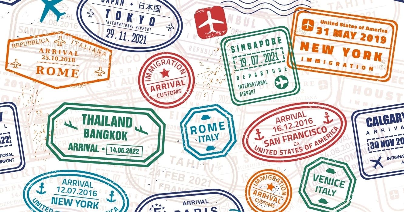 travel stamps on a passport