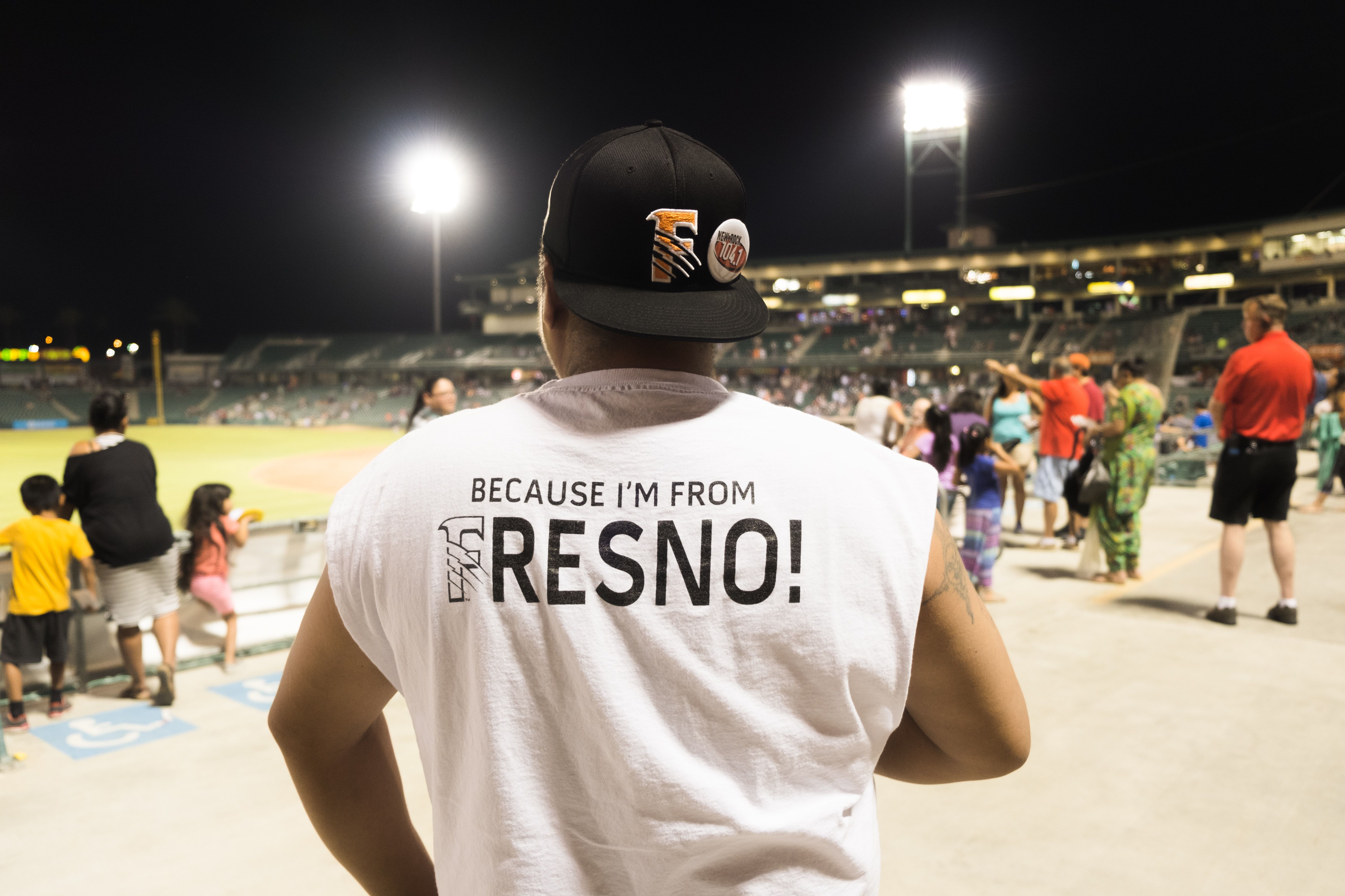 Fan at a Minor League Baseball game in Fresno