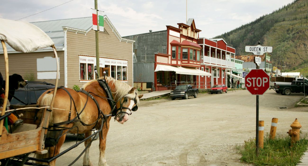Horse drawn buggy in Dawson City, Yukon